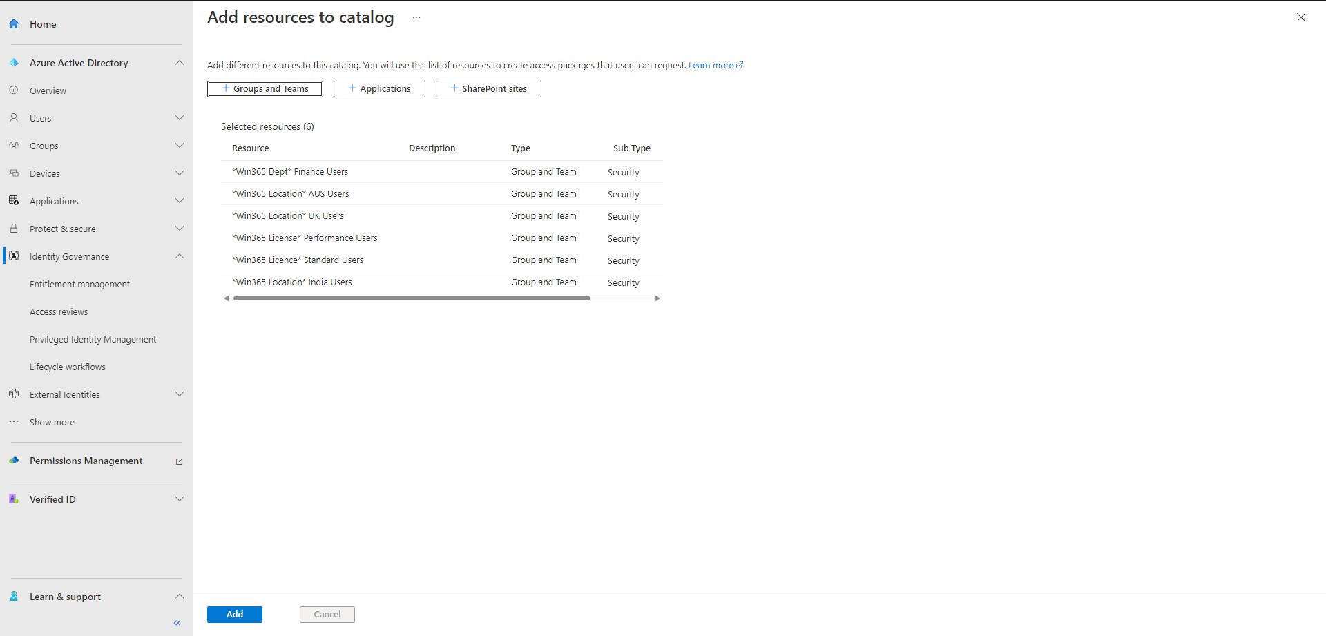 Selfservice Windows 365 with AAD Entitlement Management